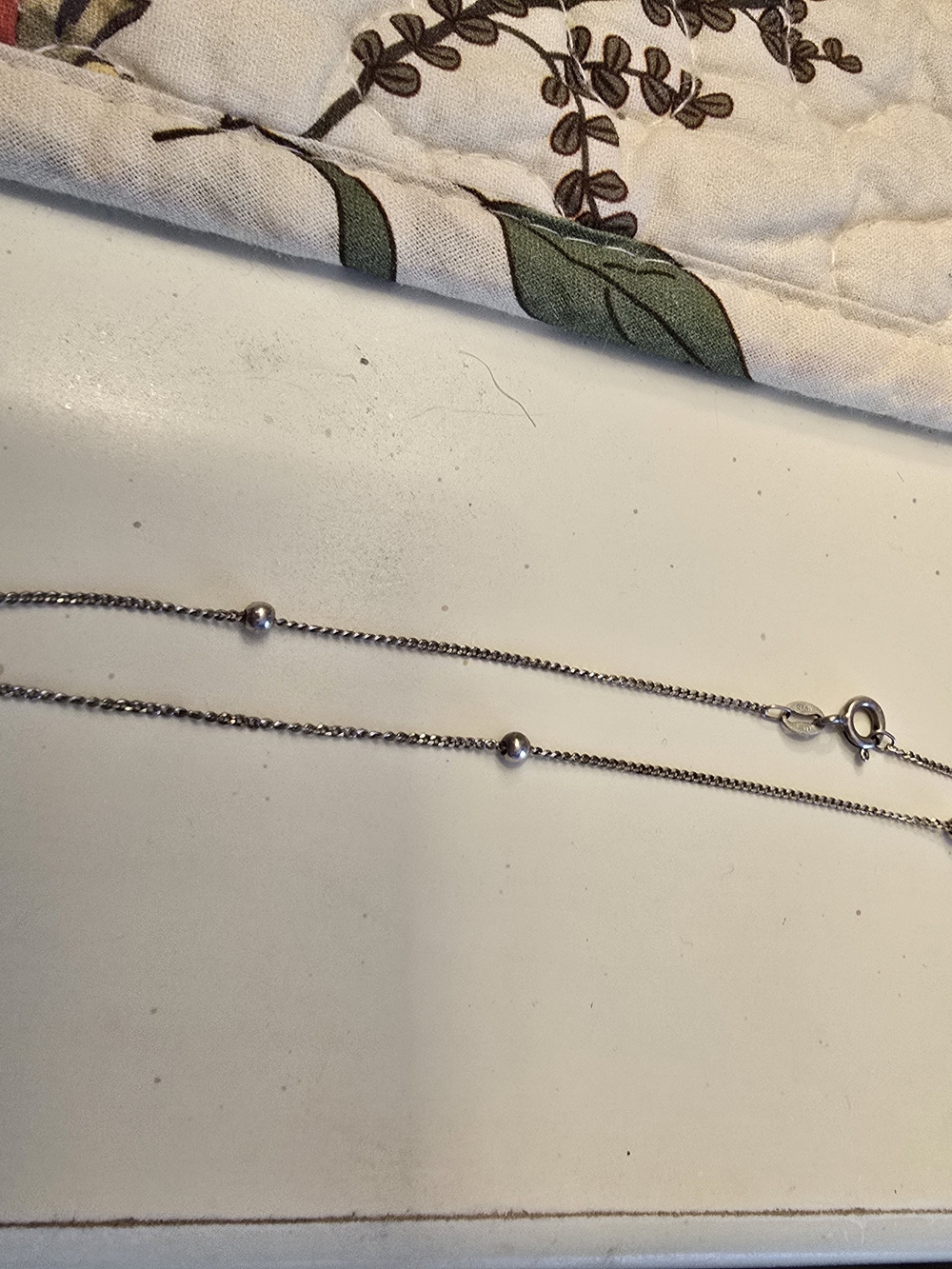 925 Sterling Silver Station Bead Anklet - Silver